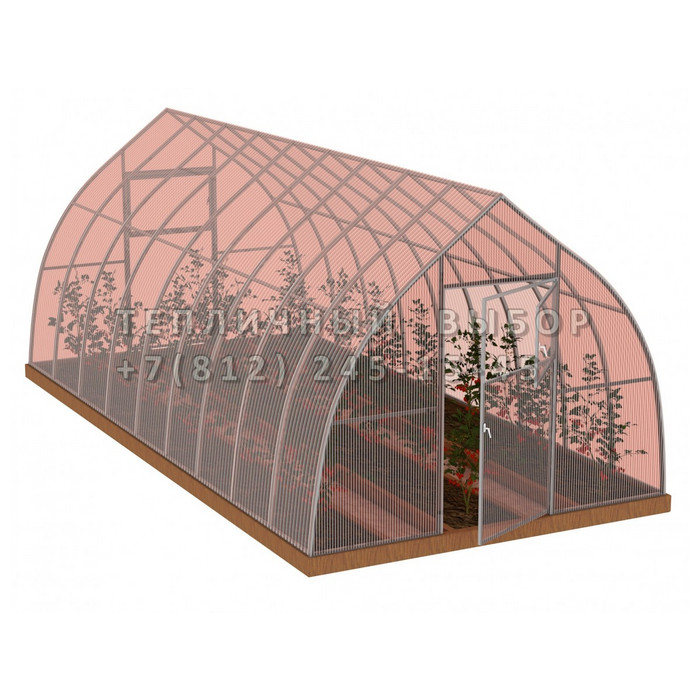 Теплица из поликарбоната-фито Усиленная Капелька 3х6 h=2.3 м профиль 25х25 мм 